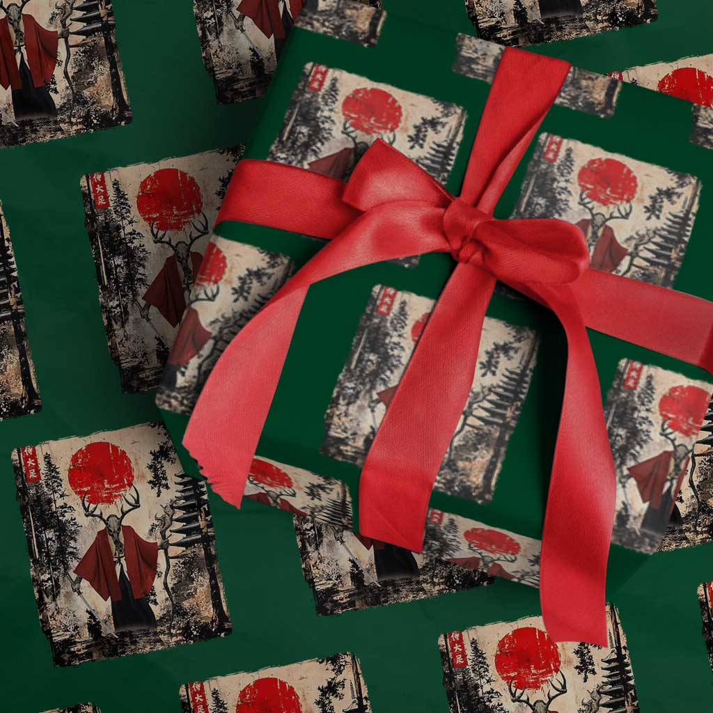 Samurai Wendigo Wrapping Paper Roll Japanese Vintage Graphic Ukiyo-e Art Funny Dark Fantasy - Wonder Print Shop