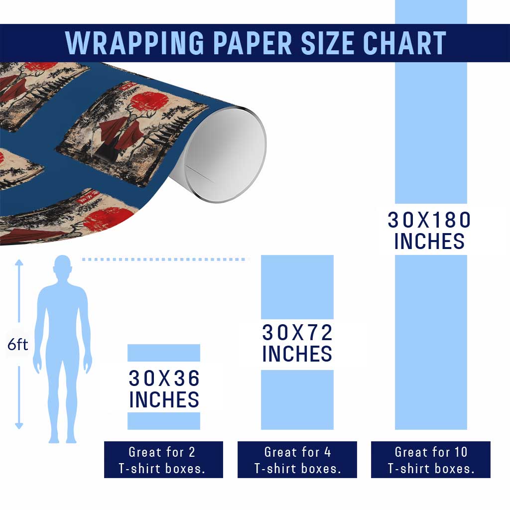 Samurai Wendigo Wrapping Paper Roll Japanese Vintage Graphic Ukiyo-e Art Funny Dark Fantasy - Wonder Print Shop