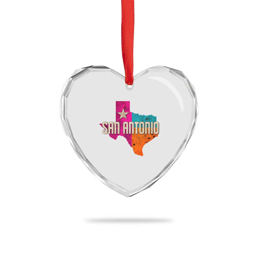 San Antonio Texas TX Fiesta Sports For Latino Fans Heart Crystal Glass Ornament