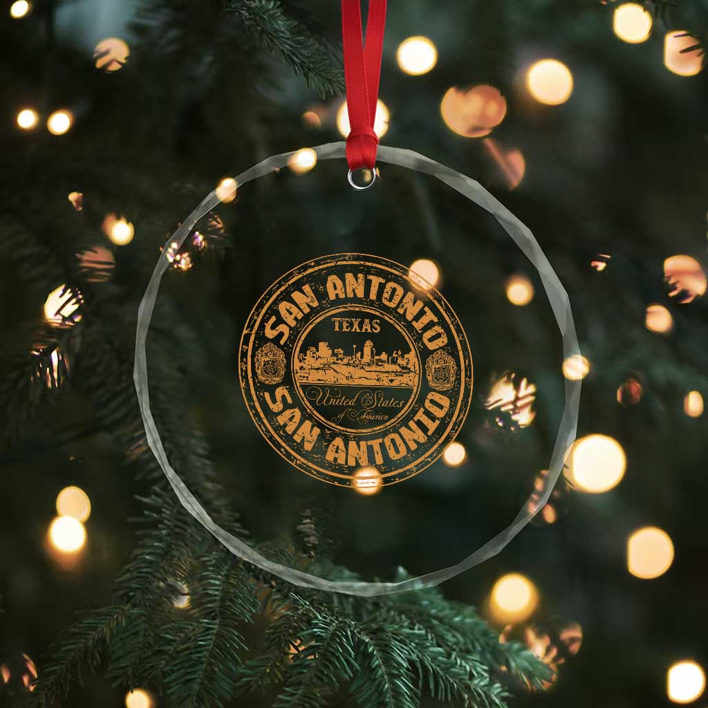 San Antonio Texas TX Vintage Souvenir Texan Pride Crystal Glass Ornament