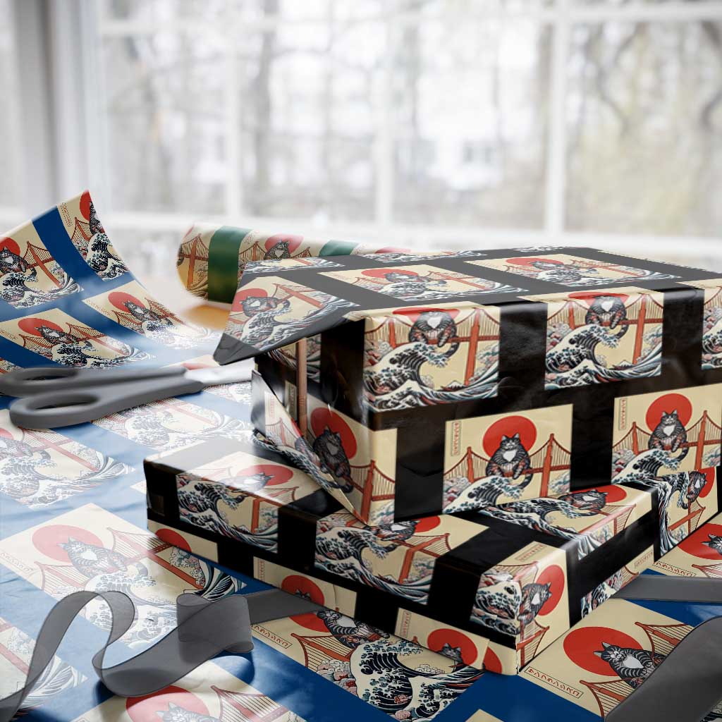 San Francisco Cat Wrapping Paper Roll Vintage Japanese Anime Kawaii Cat Sunset