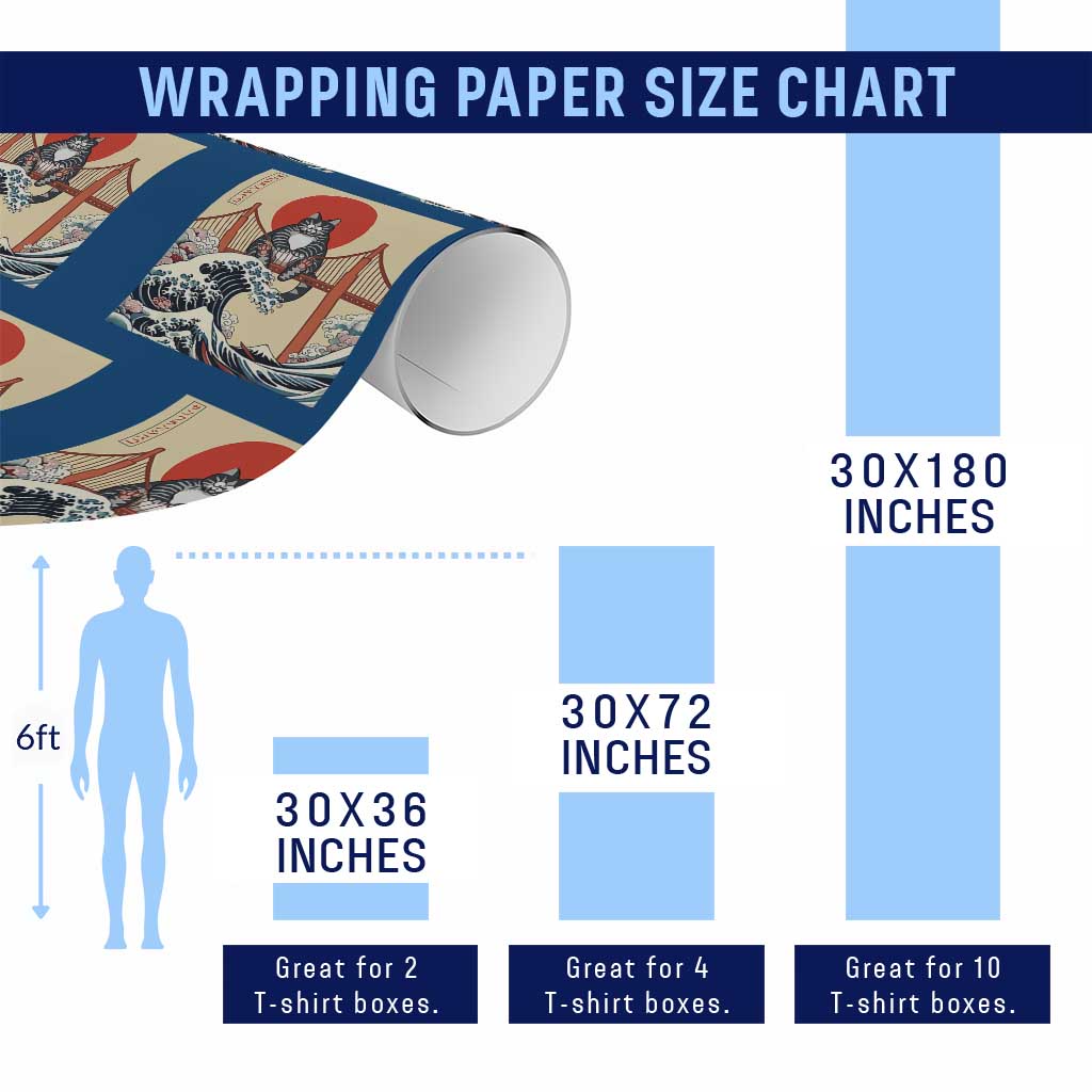 San Francisco Cat Wrapping Paper Roll Vintage Japanese Anime Kawaii Cat Sunset