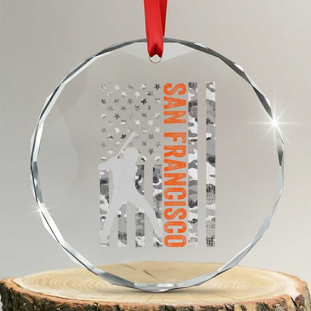 San Francisco Crystal Glass Ornament SF Baseball Player American Flag USA Camo Patriotic