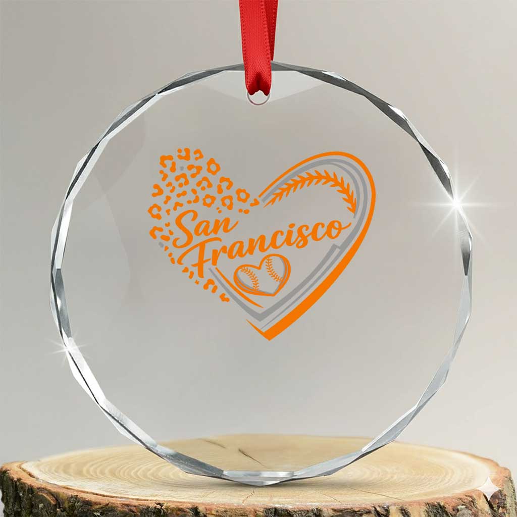 San Francisco Crystal Glass Ornament SF Leopard Heart US State Baseball Fan Team Spirit