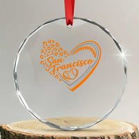 San Francisco Crystal Glass Ornament SF Leopard Heart US State Baseball Fan Team Spirit