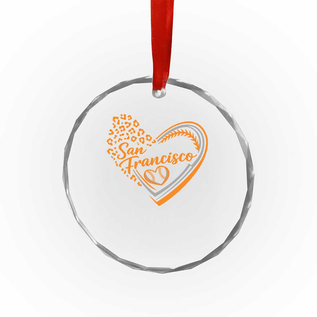 San Francisco Crystal Glass Ornament SF Leopard Heart US State Baseball Fan Team Spirit