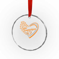 San Francisco Crystal Glass Ornament SF Leopard Heart US State Baseball Fan Team Spirit
