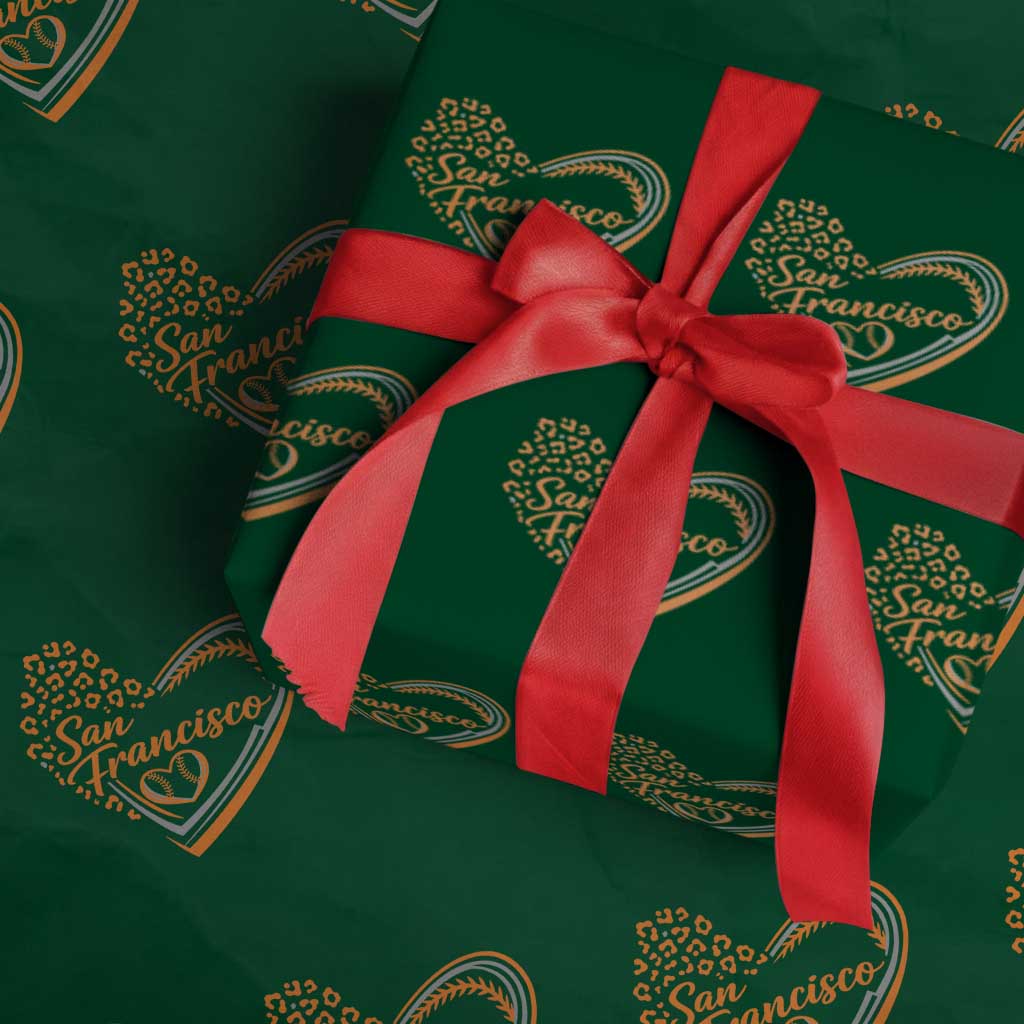San Francisco Wrapping Paper Roll SF Leopard Heart US State Baseball Fan Team Spirit