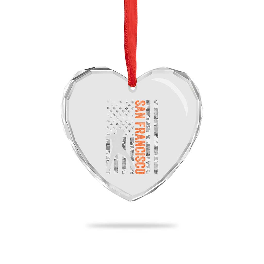 San Francisco Heart Crystal Glass Ornament SF Baseball Player American Flag USA Camo Patriotic