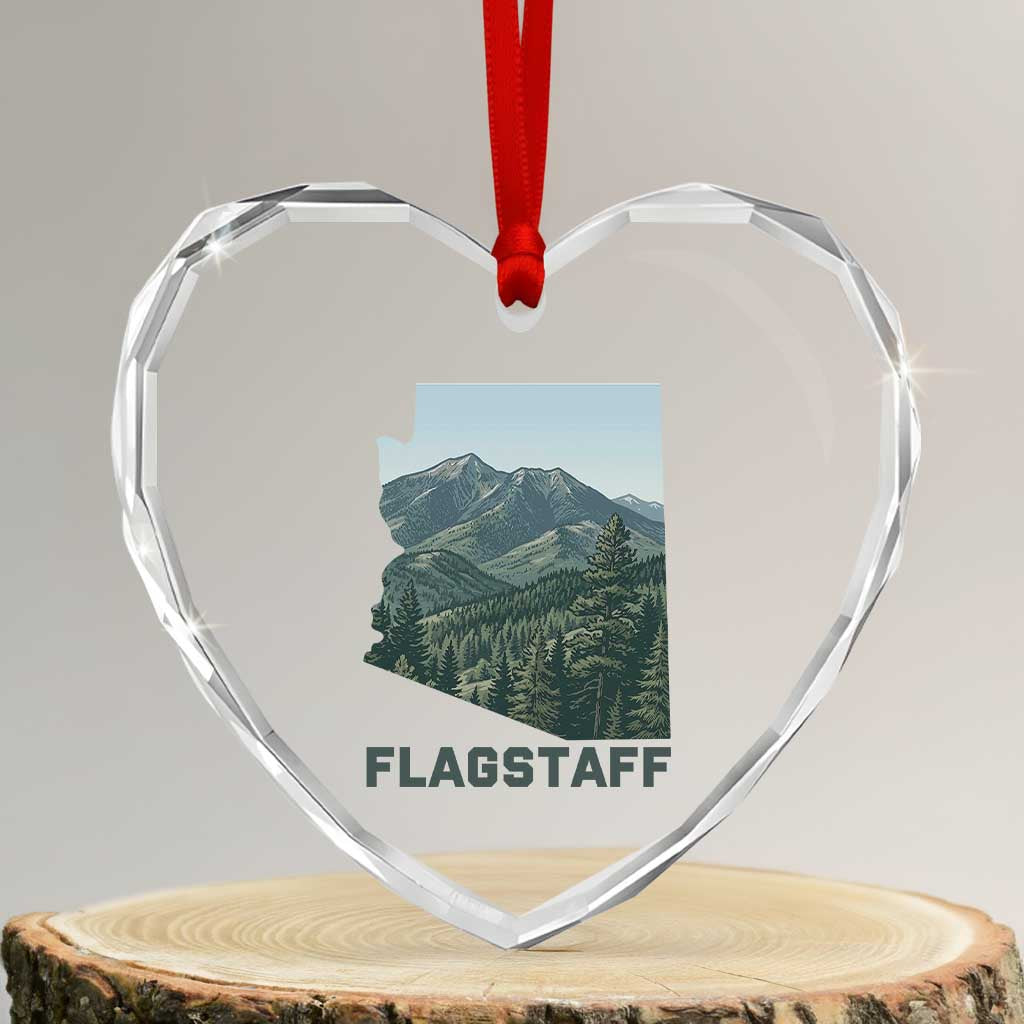 San Francisco Peaks Flagstaff Arizona Heart Crystal Glass Ornament Vintage Mountain Landscape Gift
