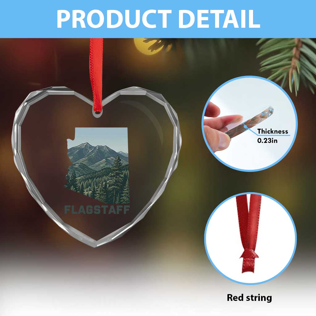 San Francisco Peaks Flagstaff Arizona Heart Crystal Glass Ornament Vintage Mountain Landscape Gift