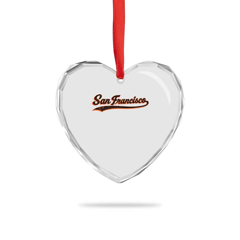 San Francisco Sports Script Retro Baseball Lovers Proud City Heart Crystal Glass Ornament
