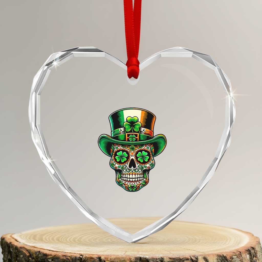 San Patties Irish Sugar Skull Heart Crystal Glass Ornament St Patricks Day Of The Dead - Wonder Print Shop