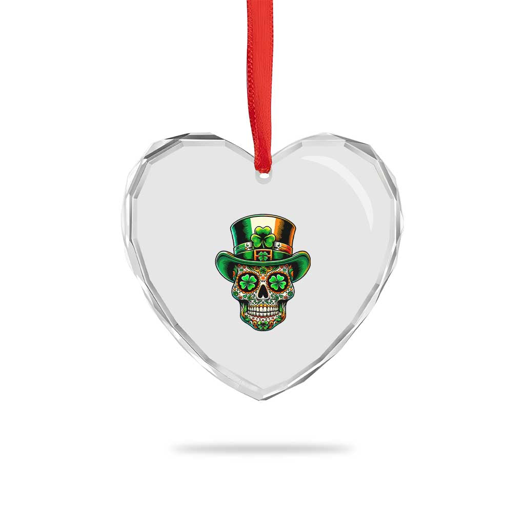 San Patties Irish Sugar Skull Heart Crystal Glass Ornament St Patricks Day Of The Dead - Wonder Print Shop