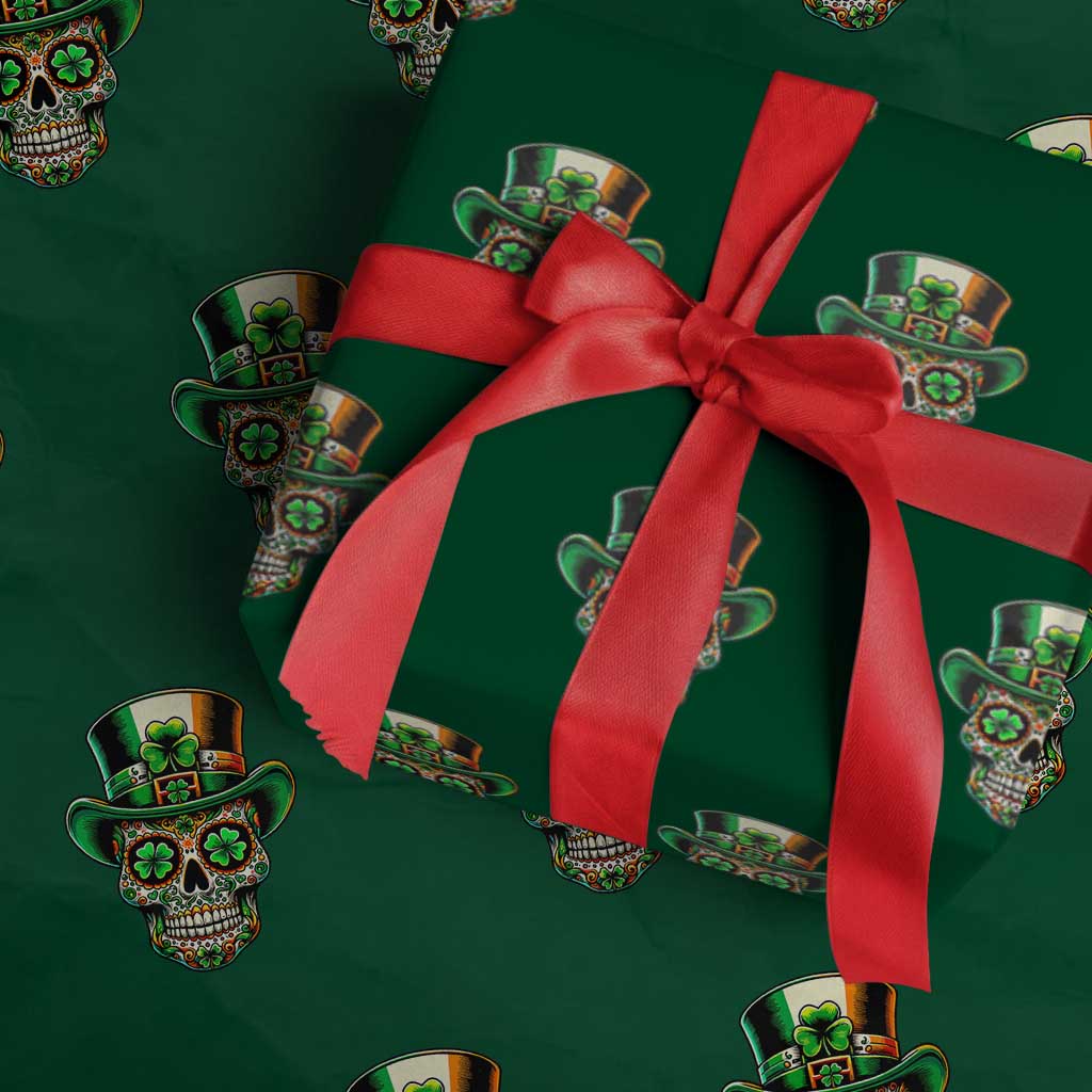 San Patties Irish Sugar Skull Wrapping Paper Roll St Patricks Day Of The Dead - Wonder Print Shop
