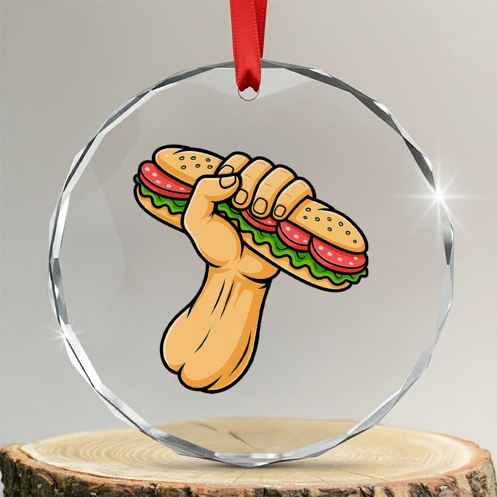 Sandwich Power Fist Crystal Glass Ornament Sarcastic Food Revolution Political Satire - Wonder Print Shop