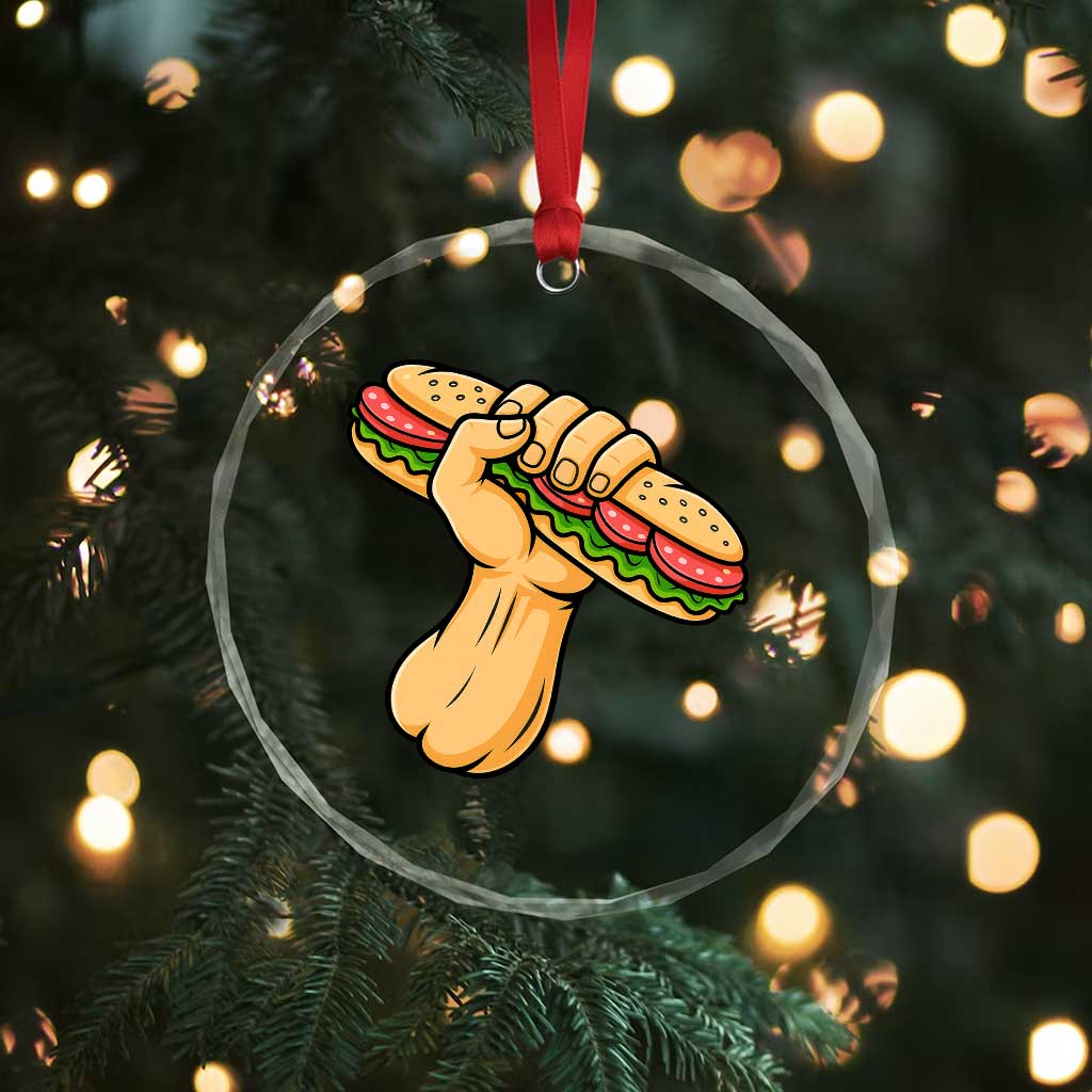 Sandwich Power Fist Crystal Glass Ornament Sarcastic Food Revolution Political Satire - Wonder Print Shop