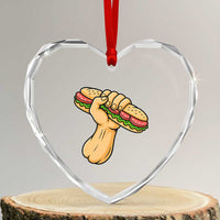 Sandwich Power Fist Heart Crystal Glass Ornament Sarcastic Food Revolution Political Satire - Wonder Print Shop