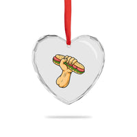 Sandwich Power Fist Heart Crystal Glass Ornament Sarcastic Food Revolution Political Satire - Wonder Print Shop