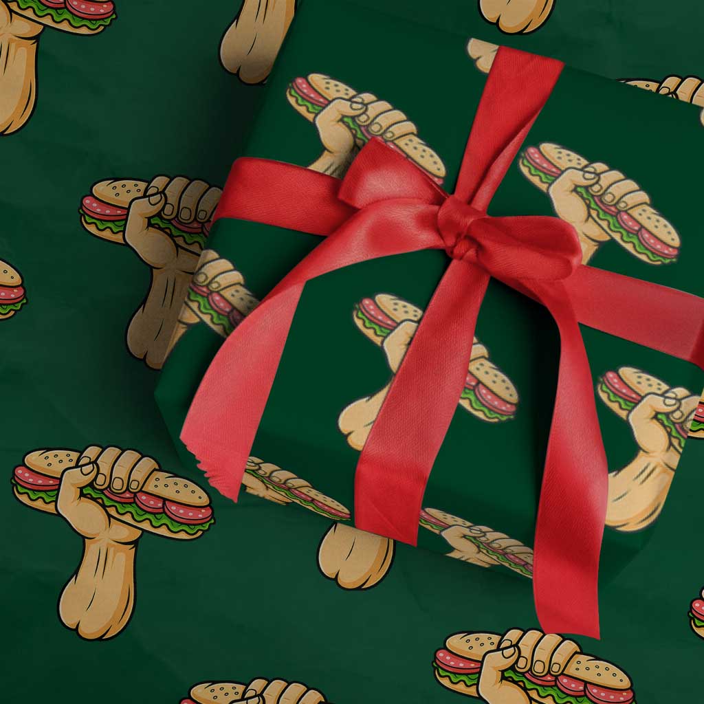 Sandwich Power Fist Wrapping Paper Roll Sarcastic Food Revolution Political Satire - Wonder Print Shop