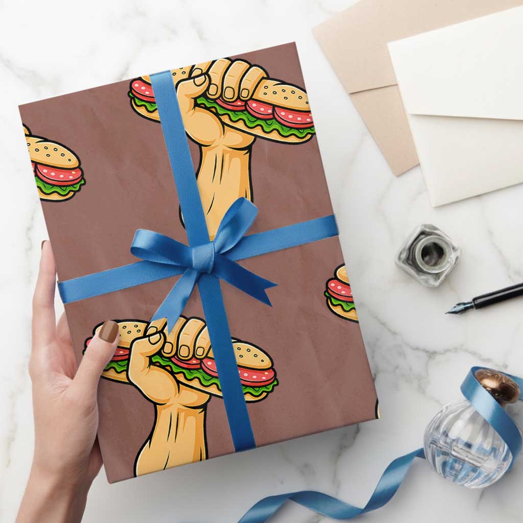 Sandwich Power Fist Wrapping Paper Roll Sarcastic Food Revolution Political Satire - Wonder Print Shop
