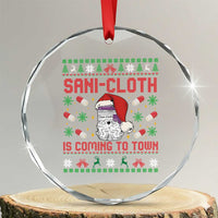 Sani-cloth Is Coming To Town Crystal Glass Ornament Funny Nurse Christmas - Wonder Print Shop