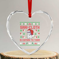 Sani-cloth Is Coming To Town Heart Crystal Glass Ornament Funny Nurse Christmas - Wonder Print Shop