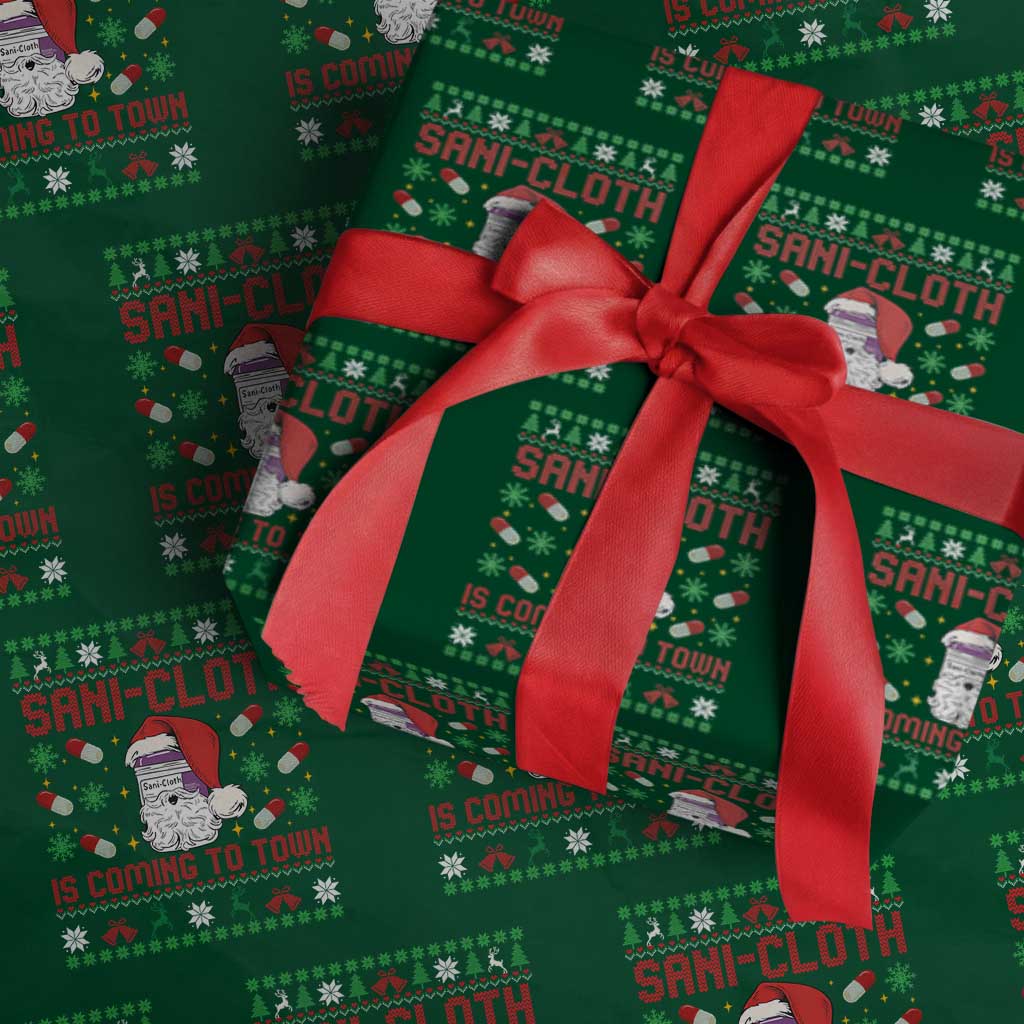 Sani-cloth Is Coming To Town Wrapping Paper Roll Funny Nurse Christmas - Wonder Print Shop