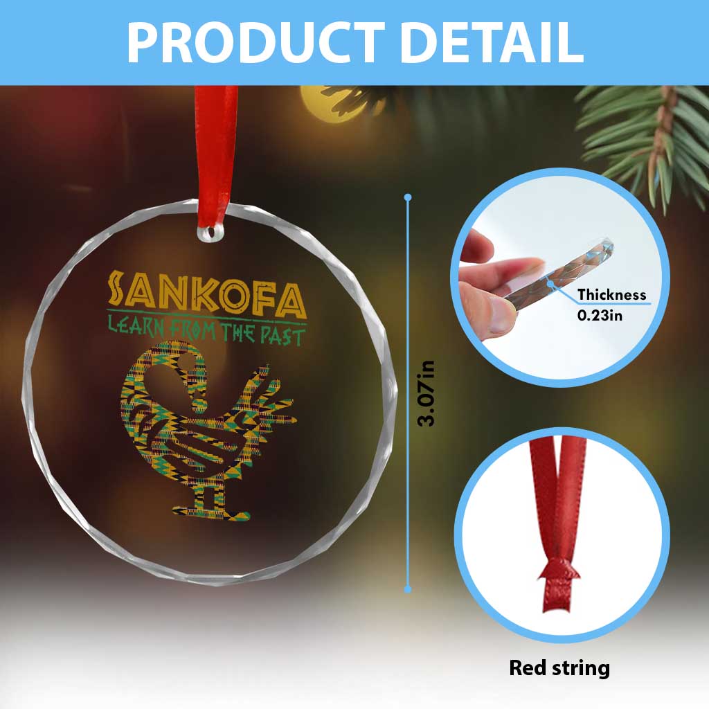 Sankofa Learn From The Past Crystal Glass Ornament African Bird Black History Akan Pattern
