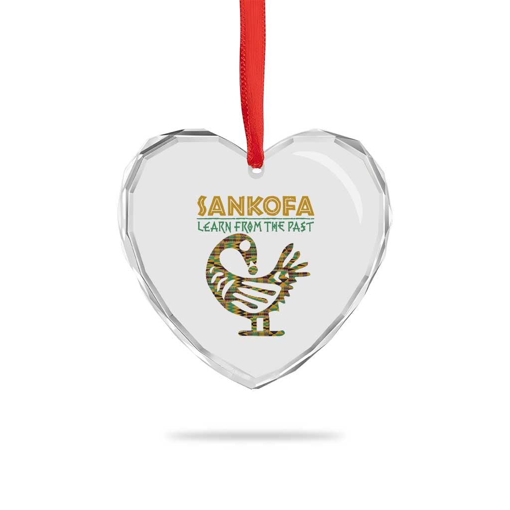 Sankofa Learn From The Past Heart Crystal Glass Ornament African Bird Black History Akan Pattern