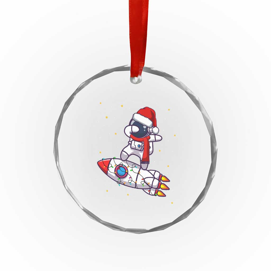 Santa Astronaut Dabbing Space Rocket Xmas Crystal Glass Ornament TS09