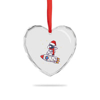 Santa Astronaut Dabbing Space Rocket Xmas Heart Crystal Glass Ornament - Wonder Print Shop