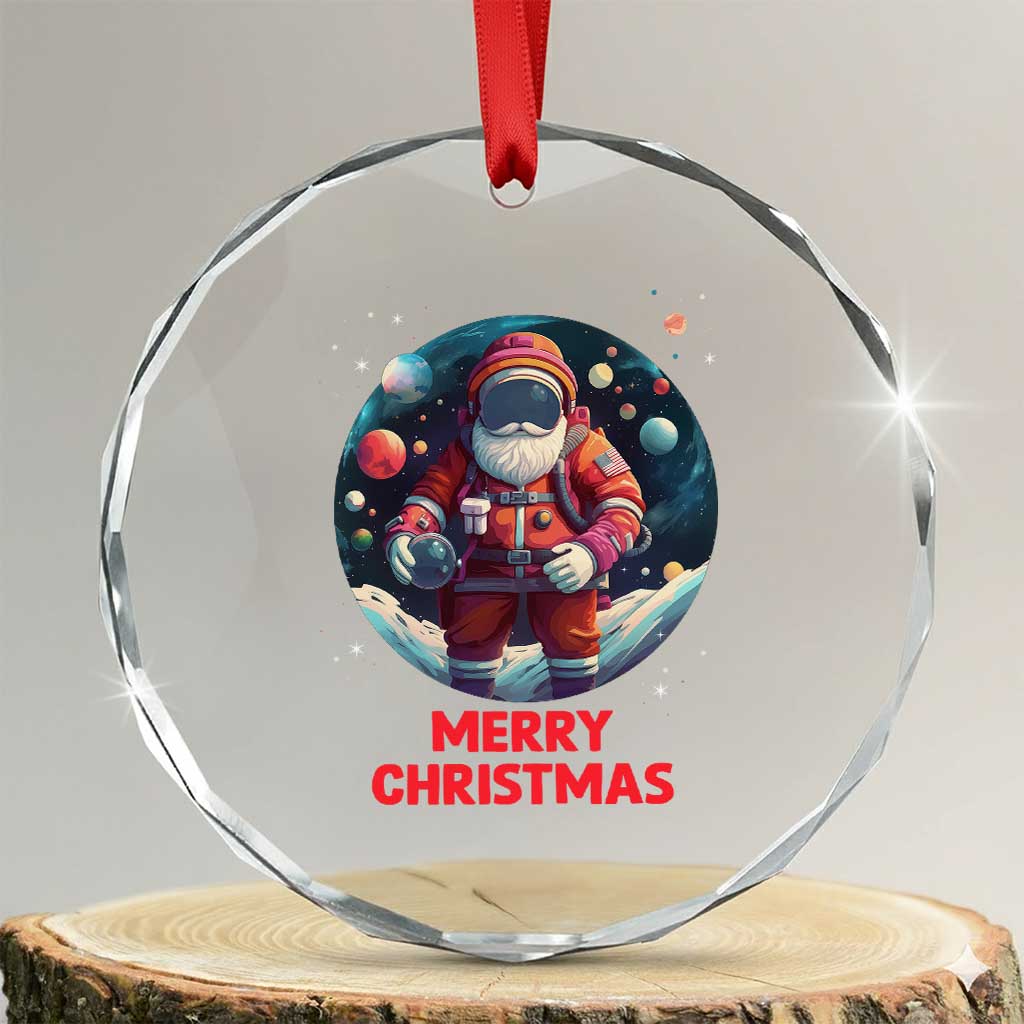 Santa Astronaut Xmas Space Colorful Planet Crystal Glass Ornament TS09