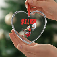 Santa Basketball Christmas Heart Crystal Glass Ornament He Is Rizzin - Wonder Print Shop