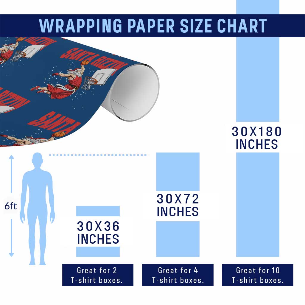 Santa Basketball Christmas Wrapping Paper Roll He Is Rizzin - Wonder Print Shop
