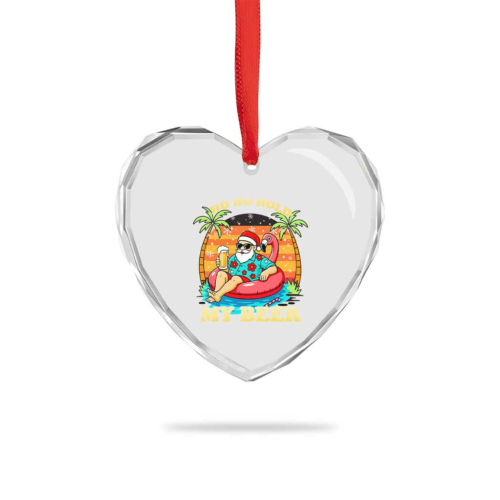 Santa Beer Christmas Heart Crystal Glass Ornament Ho Ho Ho My Beer - Wonder Print Shop