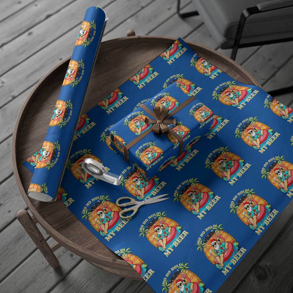 Santa Beer Xmas Wrapping Paper Roll Ho Ho Ho My Beer - Wonder Print Shop