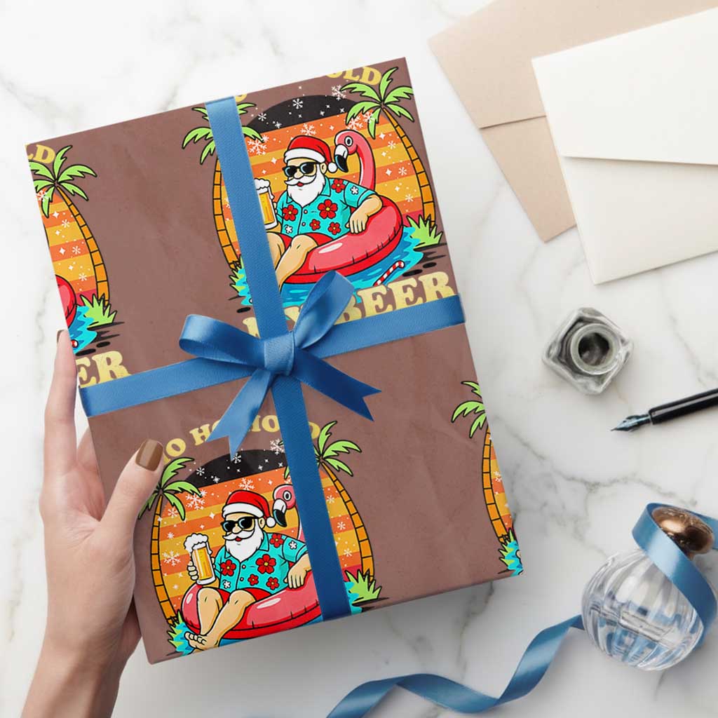 Santa Beer Xmas Wrapping Paper Roll Ho Ho Ho My Beer - Wonder Print Shop