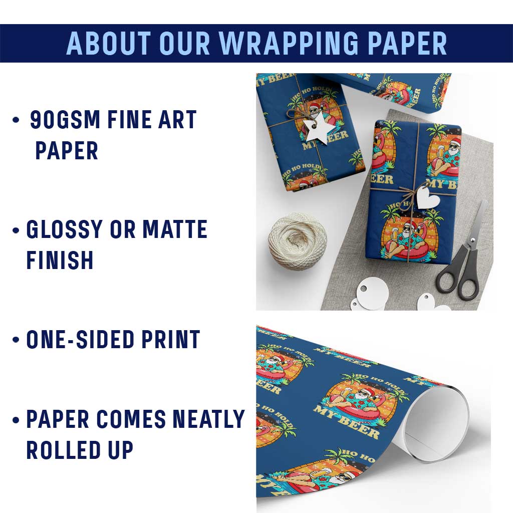 Santa Beer Xmas Wrapping Paper Roll Ho Ho Ho My Beer - Wonder Print Shop