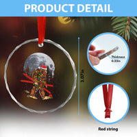 Santa Bigfoot Christmas Crystal Glass Ornament Funny Sasquatch Skiing Snowboard Ski Lover Skier - Wonder Print Shop