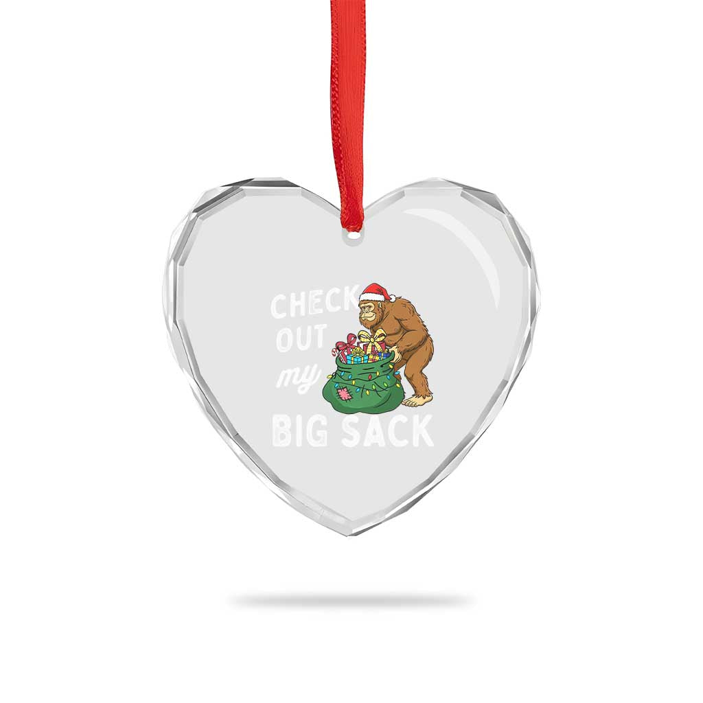 Santa Bigfoot Christmas Heart Crystal Glass Ornament Funny Sasquatch Xmas Joke - Wonder Print Shop