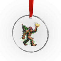 Santa Bigfoot Christmas Tree Crystal Glass Ornament Xmas Lights Funny Sasquatch Beer - Wonder Print Shop