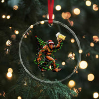 Santa Bigfoot Christmas Tree Crystal Glass Ornament Xmas Lights Funny Sasquatch Beer - Wonder Print Shop
