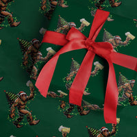 Santa Bigfoot Christmas Tree Wrapping Paper Roll Xmas Lights Funny Sasquatch Beer - Wonder Print Shop