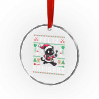 Santa Cat Feliz Navidart Crystal Glass Ornament Funny Dartist Ugly Christmas Gift - Wonder Print Shop