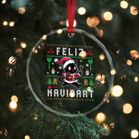 Santa Cat Feliz Navidart Crystal Glass Ornament Funny Dartist Ugly Christmas Gift - Wonder Print Shop