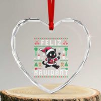 Santa Cat Feliz Navidart Heart Crystal Glass Ornament Funny Dartist Ugly Christmas Gift - Wonder Print Shop