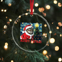 Santa Cat Xmas Crystal Glass Ornament Meowy Catmas Starry Night Christmas Tree TS09