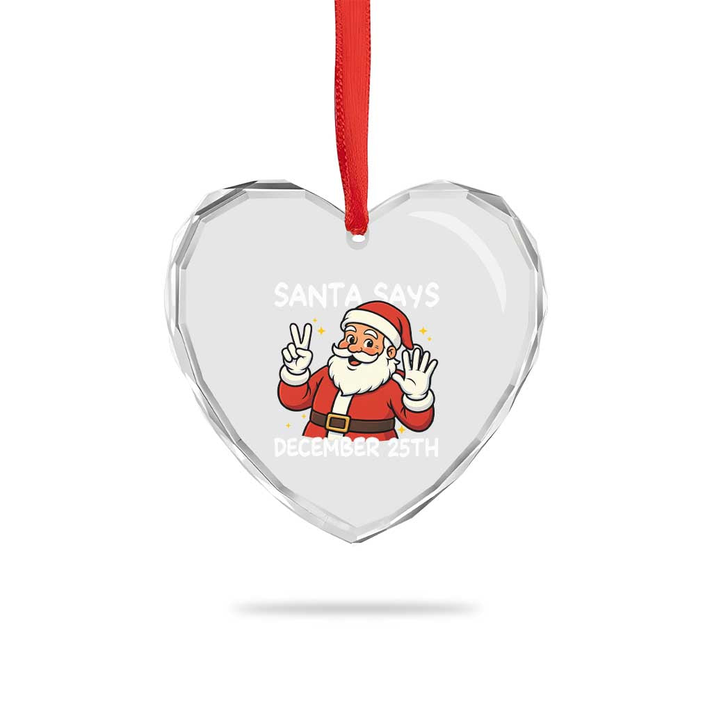 Santa Christmas December 25 Heart Crystal Glass Ornament - Wonder Print Shop