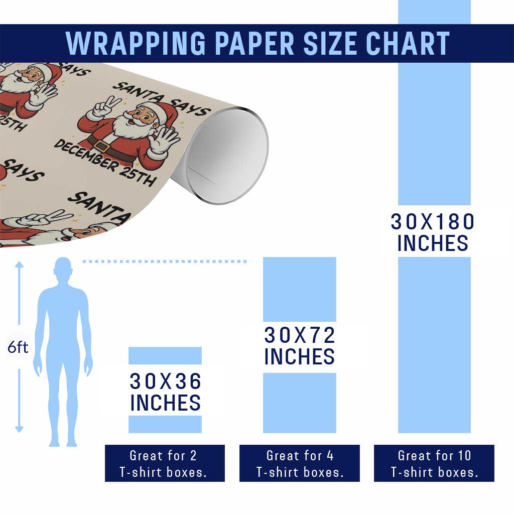 Santa Christmas December 25th Season Wrapping Paper Roll - Wonder Print Shop